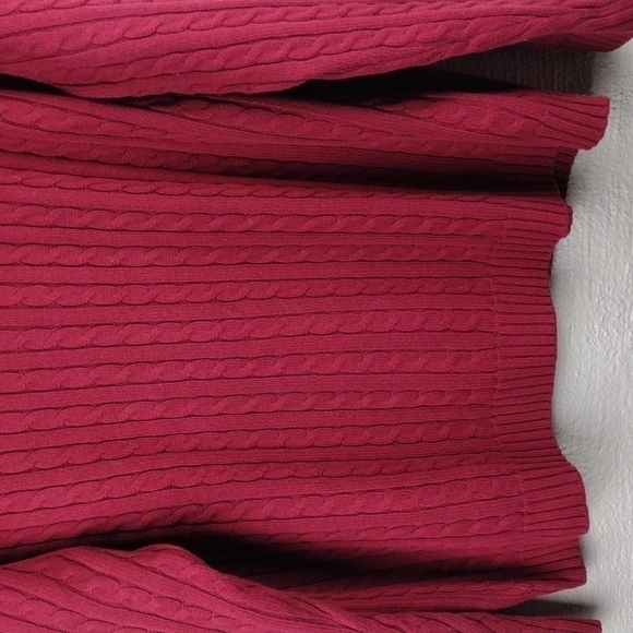Consensus Sportswear Burgundy Cable Knit  Crewneck Long Sleeve Pullover Sweater - Picture 3 of 10
